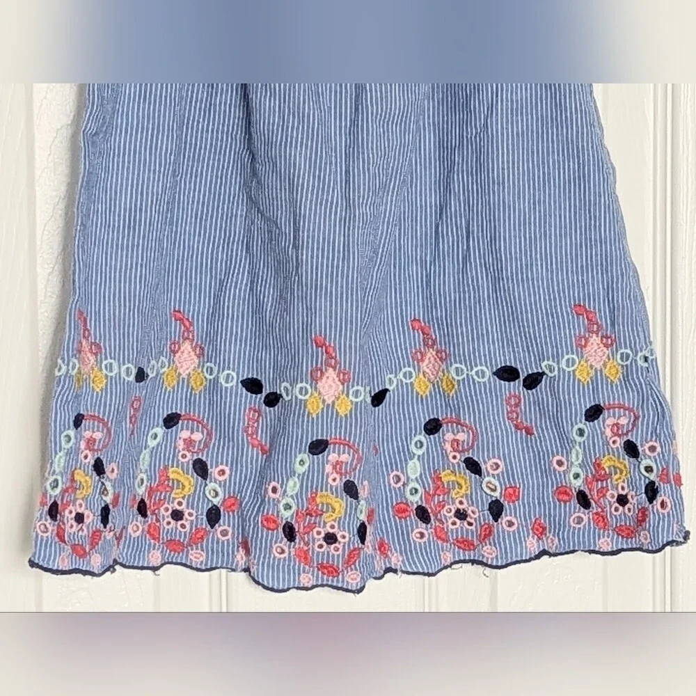 GAP Kids (Medium) Sleeveless Dress with Ruffled V-Neck & Colorful Embroidery